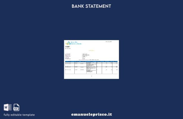 modello di pagine di parole dell'estratto conto bancario India Canara in stile 2